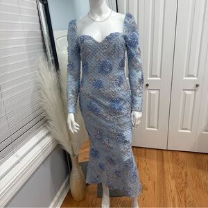 fitted lace wedding dress A-Line Rolled Tab Sleeve Dress in Endless Sea
